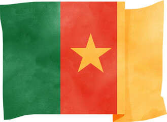 illustration of Cameroon flag in watercolor style © paweeillus