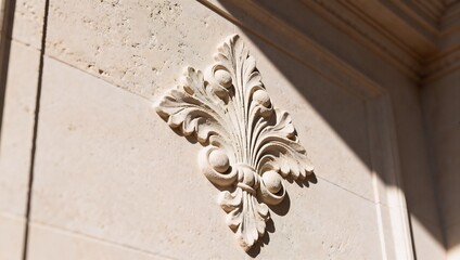 彫りの深さと質感美を強調した壁面レリーフ装飾を捉えた建築アート写真