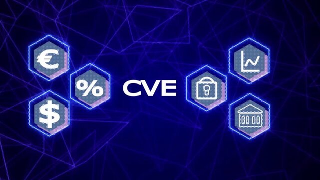 Cybersecurity concept CVE common vulnerabilities and exposures infographic with icons. CVE Cybersecurity Concept Infographic with Icons. Cybersecurity CVE Visualization with Infographic Icons