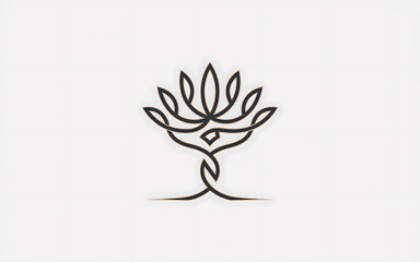 Fototapeta premium Stylized black tree of life with brown outline isolated on a transparent background