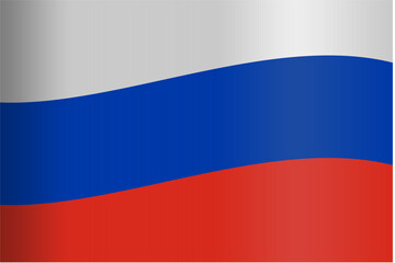 Fototapeta premium Elegant Wavy Russian Flag Vector Illustration with Smooth Gradients, representing National Pride, Perfect for Modern Backgrounds, Banners, and Diplomatic or Sporting Event Designs.