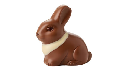 Chocolate Bunny Figurine With White Ribbon.