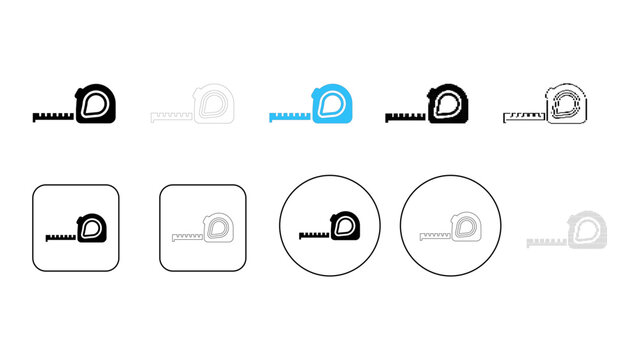 Collection of various measuring tape icons in different styles