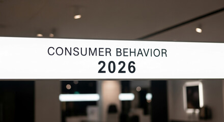 Illuminated sign with the text "Consumer Behavior 2026", suggesting a forecast or trend analysis in marketing and economic prediction