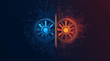 Artistic Blend of Heating nd Cooling Symbols Represeting HVAC system – PerfectLogo for HVAC business