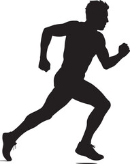 Obraz premium Running man silhouette athlete jogging vector illustration on white background