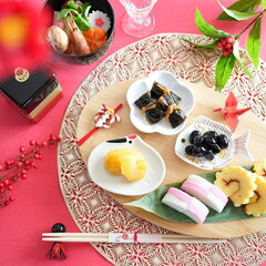お正月 おせち料理とお雑煮素材