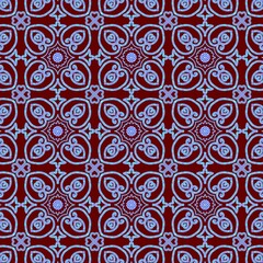 Intricate Vintage Floral Ornament Pattern in Maroon and Blue Tones