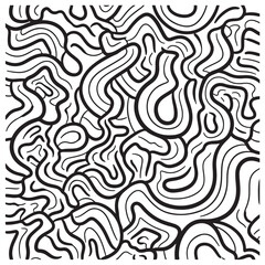 Fototapeta premium Organic Wavy Lines Pattern Abstract Black and White