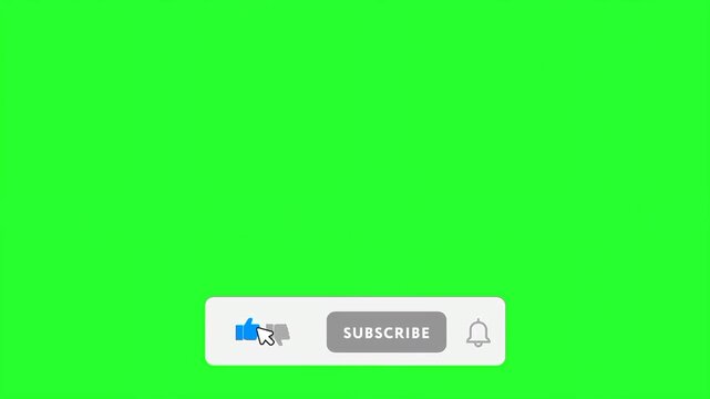 Professional YouTube subscribe and like button animation with a green screen backdrop for easy overlays. 