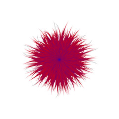 Abstract red spiky shape isolated on white background