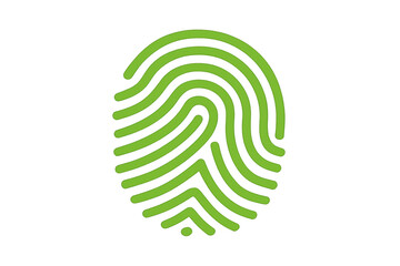 Green fingerprint icon representing biometric authentication, digital identity, data security, and privacy access on transparent background