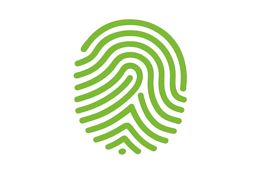 Green fingerprint icon representing biometric authentication, digital identity, data security, and privacy access on transparent background - Powered by Adobe