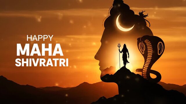 Happy Maha Shivratri Lord Shiva Silhouette Sunset Graphic Design