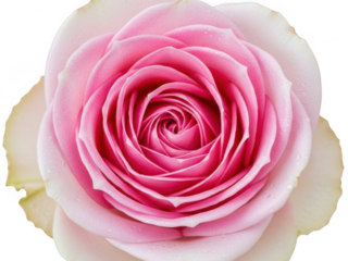 Delicate pink rose in full bloom isolated on transparent background
