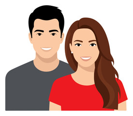 Cartoon Man and Woman Portrait Illustration.