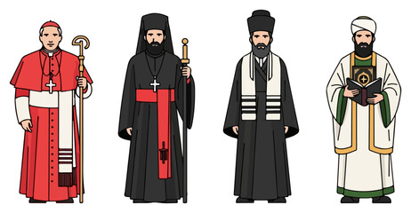Clergy Men in Traditional Religious Robes.