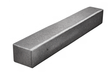 Steel square bar with gray metal texture, an industrial construction material supply on transparent background