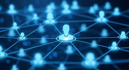 Digital Network Connectivity Concept Showing Multiple Human Icons Connected Through Lines in a Futuristic Technology Environment for Business and Communication