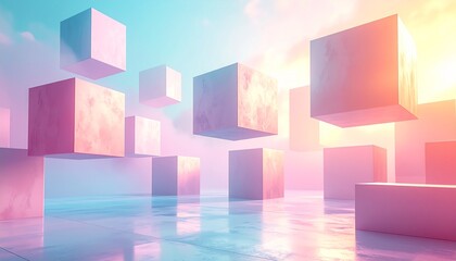 Abstract colorful geometric background with bright squares and digital shapes for modern design and wallpaper