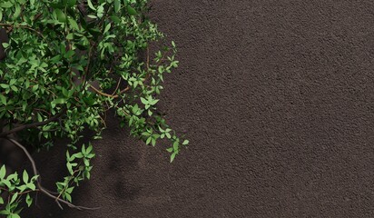 A wall with trees, a wall with branches, a 3D illustration