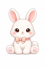 Obraz premium Vector Illustration of Cute Bunny with White Background