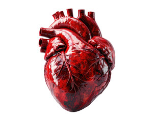 Realistic rendered human heart with arteries against a black background