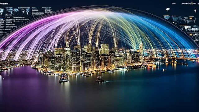 Futuristic Cityscape - A Dazzling Display of Light and Architecture.