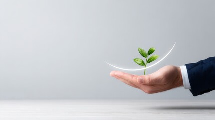 Green Plant Growing from Hand Symbolizing Growth and New Beginnings