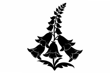 foxglove silhouette line art vector illustration © kanchanrani
