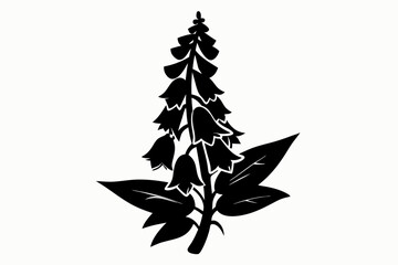 foxglove silhouette line art vector illustration © kanchanrani