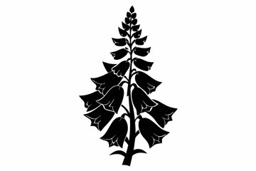 foxglove silhouette line art vector illustration © kanchanrani
