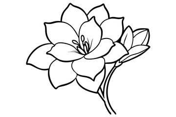 freesia silhouette line art vector illustration