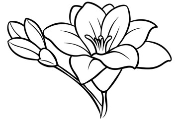 freesia silhouette line art vector illustration