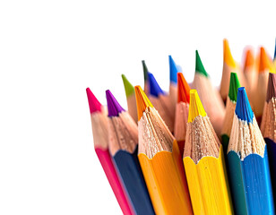 Close-up of colorful sharpened pencils against black background