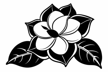 gardenia silhouette line art vector illustration