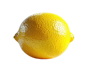 Isolated bright yellow lemon with textured rind, set against black