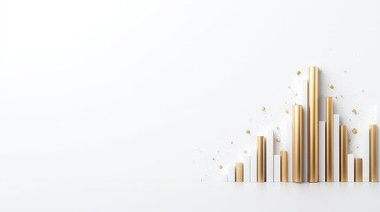 Modern Abstract Finance Growth Graph with Gold and White Bars on White Background