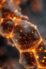 Abstract Molecular Structure with Glowing Lines and Sparkling Particles