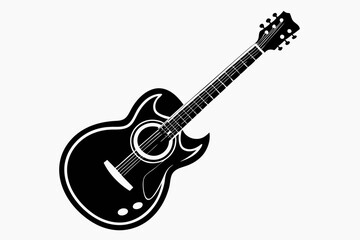 Fototapeta premium guitar silhouette line art vector illustration