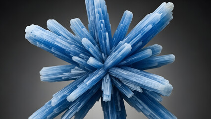 A stunning blue crystal formation against a dark background