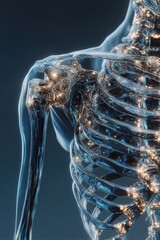 Detailed Close-Up of Human Shoulder Joint and Skeleton Structure