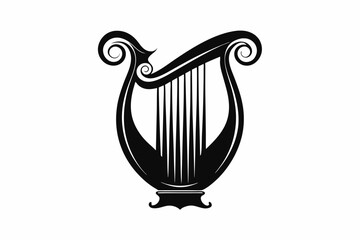 harp silhouette line art vector illustration © kanchanrani