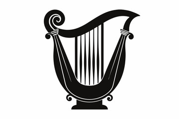 harp silhouette line art vector illustration © kanchanrani