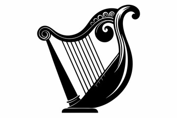 harp silhouette line art vector illustration © kanchanrani