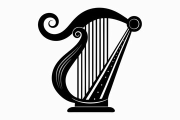 harp silhouette line art vector illustration © kanchanrani