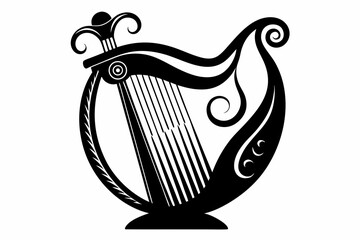 harp silhouette line art vector illustration © kanchanrani