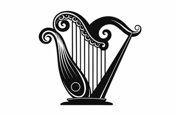 harp silhouette line art vector illustration © kanchanrani