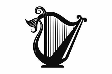 harp silhouette line art vector illustration © kanchanrani