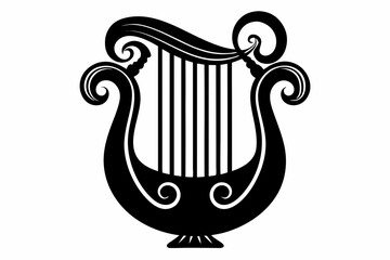 harp silhouette line art vector illustration © kanchanrani